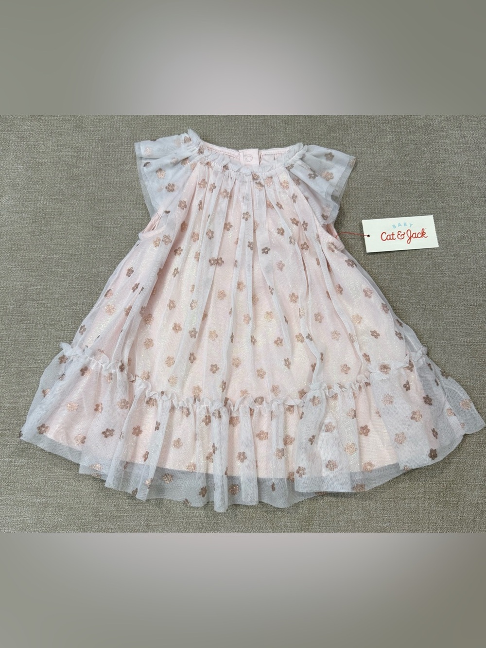 Cat & Jack Shimmery Daisy Sparkle Tulle Dress with Bloomer 12 Months